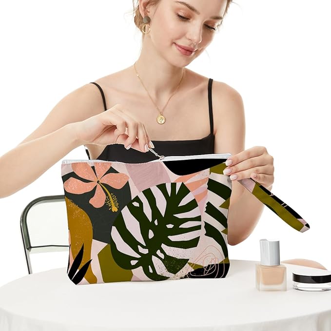 Fokongna Palm leaves Wet Bag Travel Wet Dry Bag Beach Bag Diaper Bag Wet Bag For Swimsuit Travel Makeup Bag Toiletry Bag