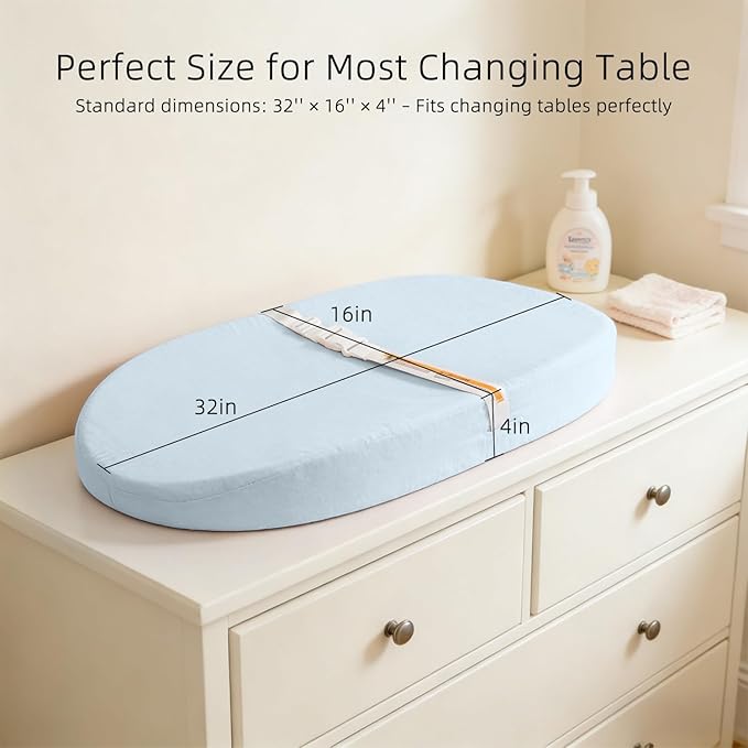 Baby Changing Pad, Muslin Diaper Changing Pad with Waterproof Lining, Changing Table Pads for Dresser with 2 Pack Muslin Covers(Yellow + Sky Blue)