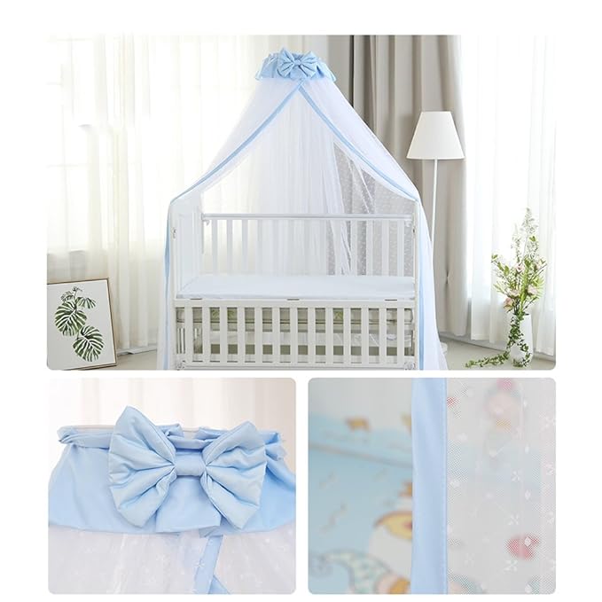 Breathable Crib Netting Bed Curtains Canopy for Kids Mosquito Net Bedroom Decor (Blue, Mosquito net)
