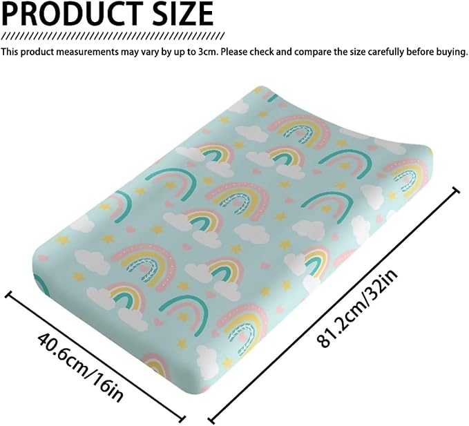 Changing Pad Covers for Boys Girls, Rainbow Diaper Changing Table Pad Cover Soft Breathable Changing Mat Cover for 32''x16" Cute Birthday Gifts for Baby