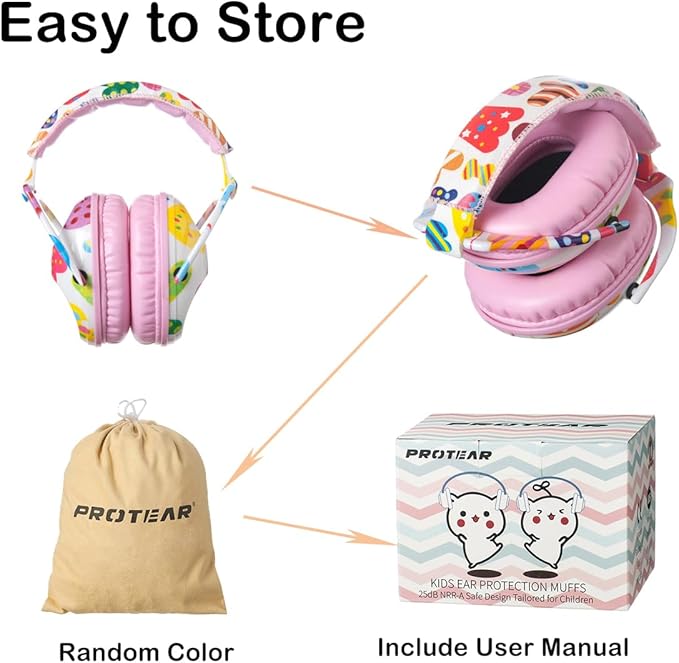 Kids Hearing Protection,25dB NRR Noise Reduction,Sound Proof for Kids,Toddler,Safety Earmuffs for Concert,Airplane,Autism,Monster Jam,Travel,School- Pink Letter