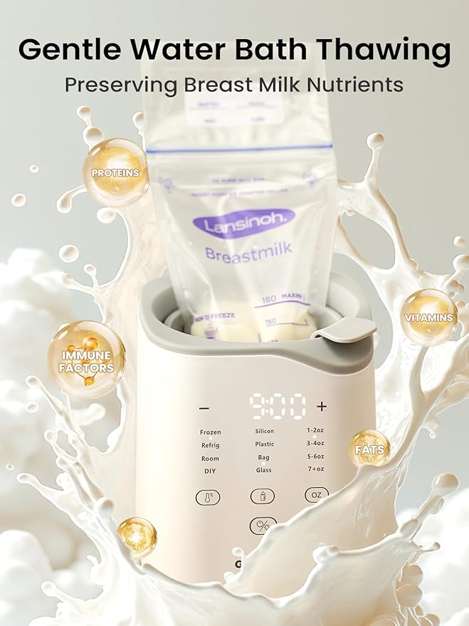 Grownsy Bottle Warmer for Night Feeding, Fast Baby Bottle Warmer for Breastmilk, Smart Temperature Control, with Timer, Thaw, Food Heater, Night Light, Calentador De Biberones for All Bottles