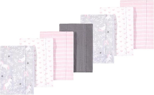 Luvable Friends Hudson Baby Flannel Burp Cloths 7pk, Playful Unicorn