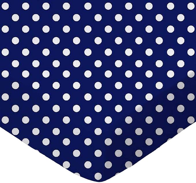 SheetWorld Baby Fitted Changing Pad Cover Sheet 16 x 33 inches, 100% Cotton Woven Sheet, Unisex Boy Girl, Primary Polka Dots Navy Woven, Made in USA