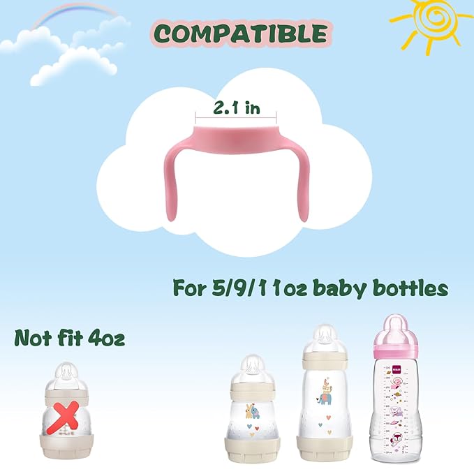 Baby Bottle Handles Compatible for Mam Bottles, Feeding Bottles Holder Accessories, Pack of 4