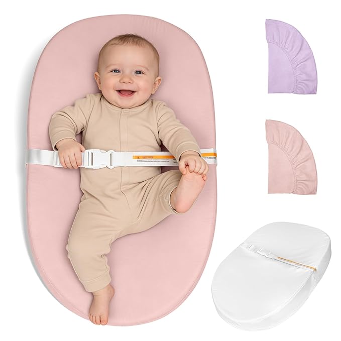 Baby Changing Pad, Muslin Diaper Changing Pad with Waterproof Lining, Changing Table Pads for Dresser with 2 Pack Muslin Covers(Pink + Purple)