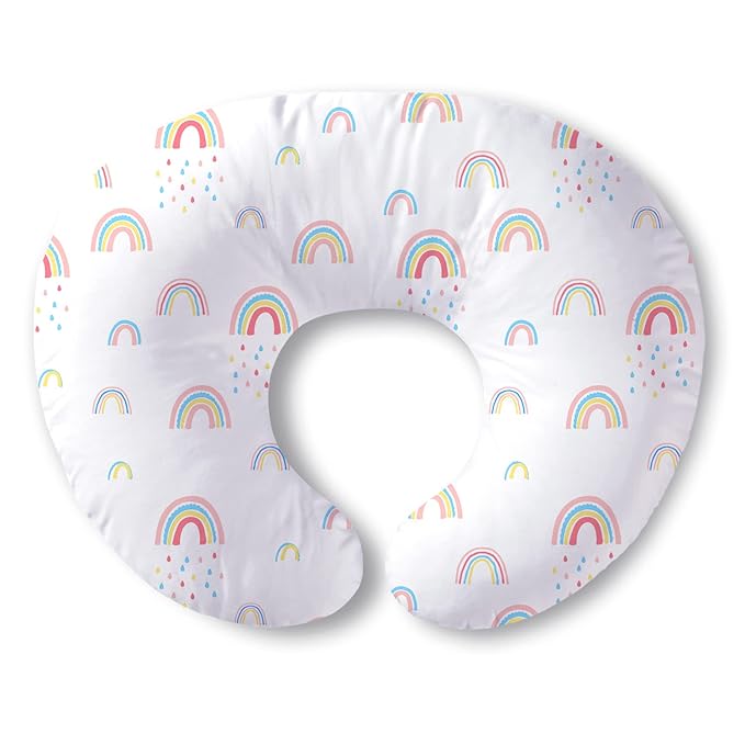 Plushii Nursing Pillow for Breastfeeding, Soft and Supportive Breastfeeding Pillow for Mom and Baby, Cute Feeding Pillow with Removable Cover for 0–12 Months, Rainbow World