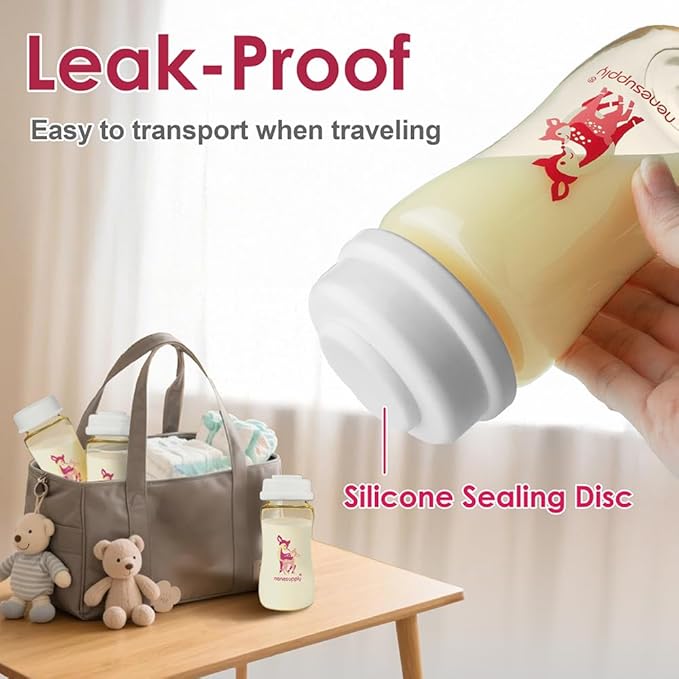 Nenesupply 11oz / 330ml 3 pc Wide Mouth PPSU Breastmilk Storage Bottle Breast Pump Bottles Pumping with Spectra S1 S2 Breast Pumps. Replace Glass Spectra Bottles Breastmilk Collection Sealing Disc