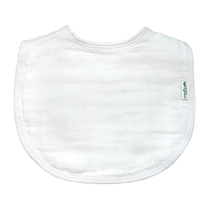 Green Sprouts Absorbent Organic Cotton Muslin Bibs, 0-12mo Hypoallergenic, STANDARD 100 by OEKO-TEX Certified, Tested for Hormones