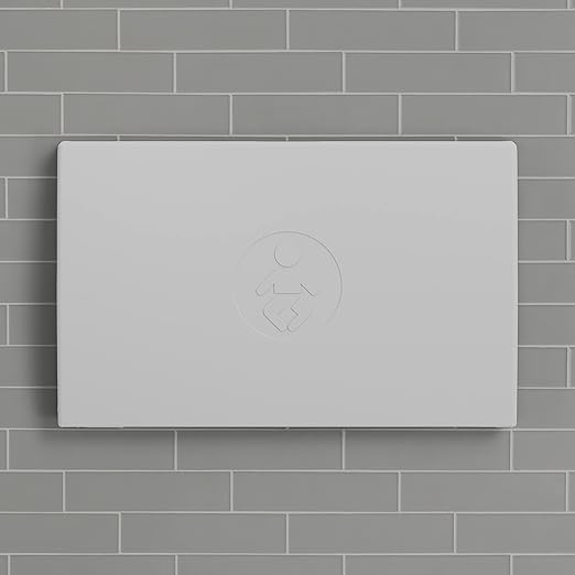 Foundations Elements Horizontal Wall Mounted Baby Diaper Changing Station & Liner Dispenser, Oversized Changing Surface, One Person Installation, Gray (300-EHLD-01)