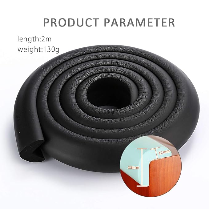 SONARIN Baby Safety Baby Edge & Corner Guards,2M/6.6ft Corner Protectors Furniture Table Edge Protectors L Shape with Strong Adhesive Tape,Colorful Child Protection(Black)