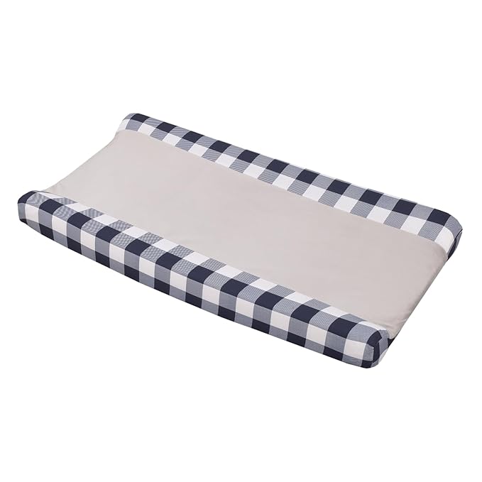 Little Love by NoJo Super Soft Changing Pad Cover - National Park Navy Buffalo Check Design, Standard Size 16" x 32" x 6"