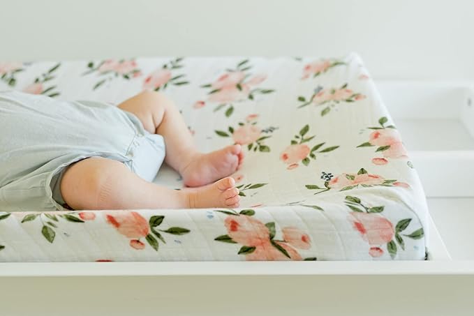 Little Unicorn Changing Pad Cover for Newborns & Infants | Soft & Breathable Muslin Fabric | Baby Diaper Changing Table Pad Cover (Watercolor Rose)