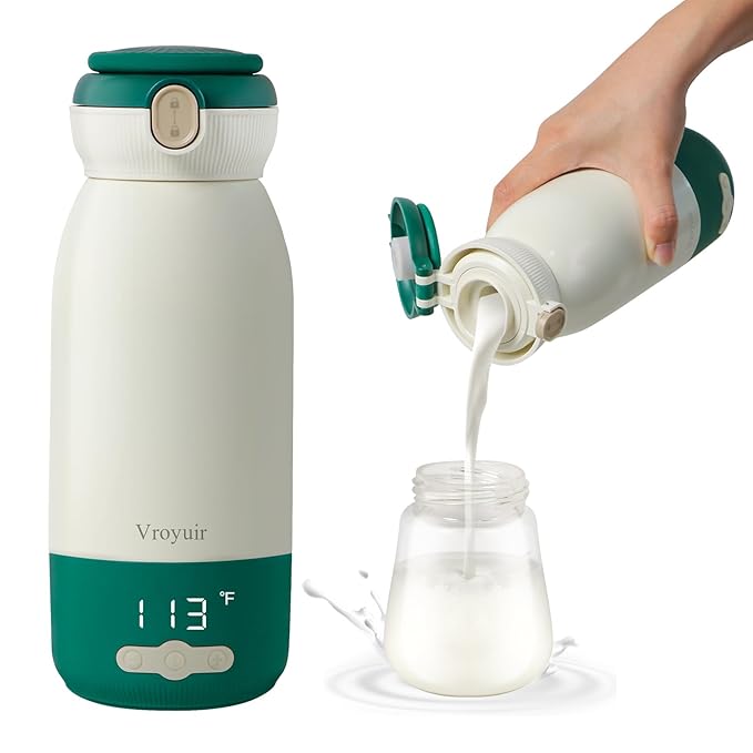 Portable Bottle Warmer, 17oz Travel Milk Warmer with Precise Temp Control 95-135°F, Fast Heating, USB Rechargeable, for Breast Milk, Formula & Water, Keep Warm