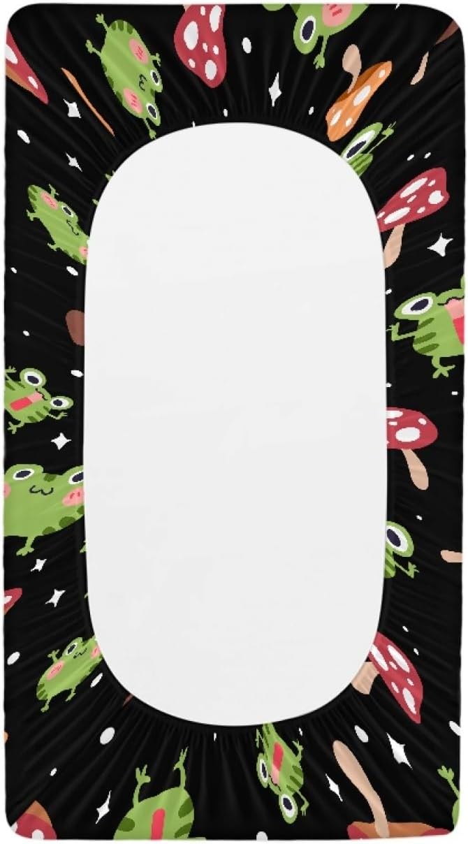 GOSTONG Mushroom Frog Baby Changing Table Cover for Toddlers Removable Soft Breathable Stretchy Diaper Changing Pad Sheets, Newborn Washable Changing Mat Covers