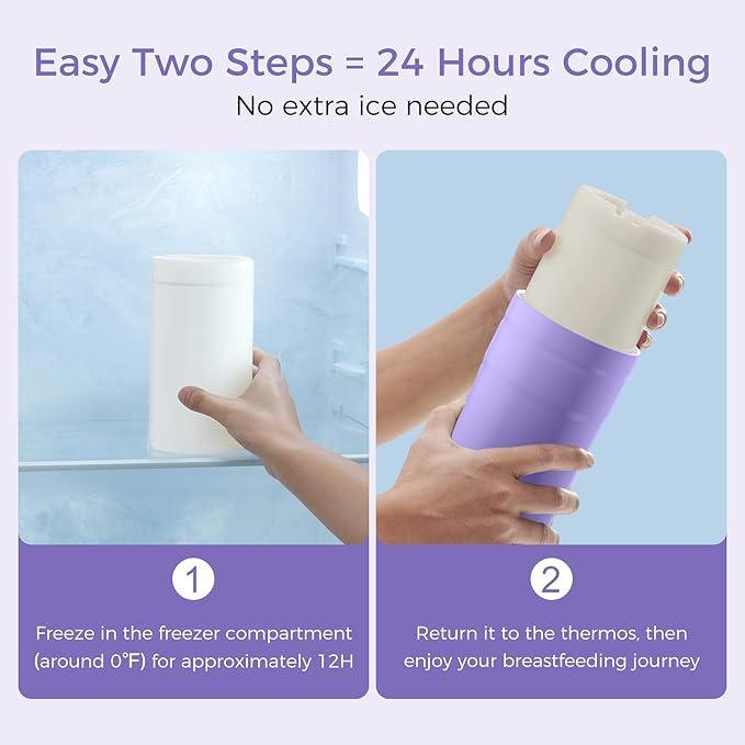 Momcozy Portable Breast Milk Cooler for Travel, 24H Ice-Free Cooling Breastmilk Storage Bottles Container, 12oz Leak Proof Outdoor Small Freezer, Baby Breastfeeding Essential for New Moms