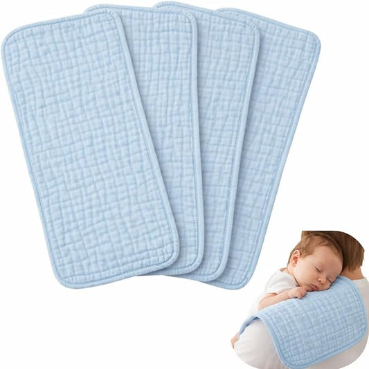 Jack & Jill & Baby 6-Layer Muslin Burp Cloths – 100% Cotton, Ultra-Soft & Super Absorbent, Large Size, Neutral Colors, Pack of 4 (Blueberry Kisses)
