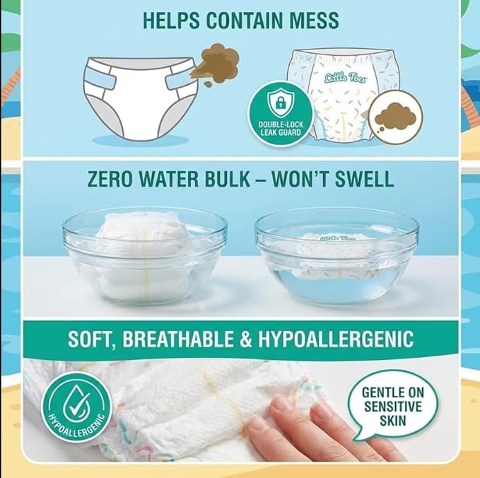 Little Toes On The Go Swim Diapers 2 Bag Bundle (Count 4) Size Small