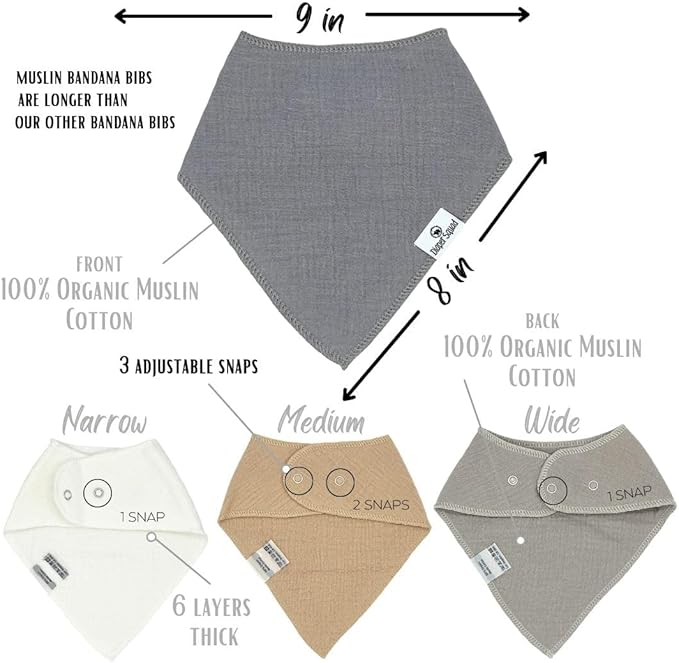 DiaperSquad's 100% Organic Cotton Baby Drool Bibs, Super Absorbent & Adjustable Baby Bibs for Drooling and Teething