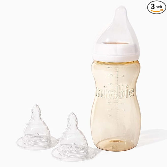 Minbie 6 Months + Breastfeeding Baby Bottle - Anti Colic & Reflux, BPA Free PPSU