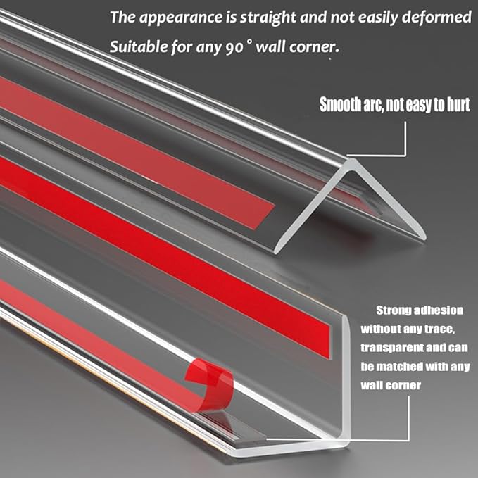 Clear Self-Adhesive Wall Corner Guards Walls Edge Protector & Corner Protectors for Wall, Furniture Corner, Door Easy to Install for Baby (6, 1in x 39.5in)