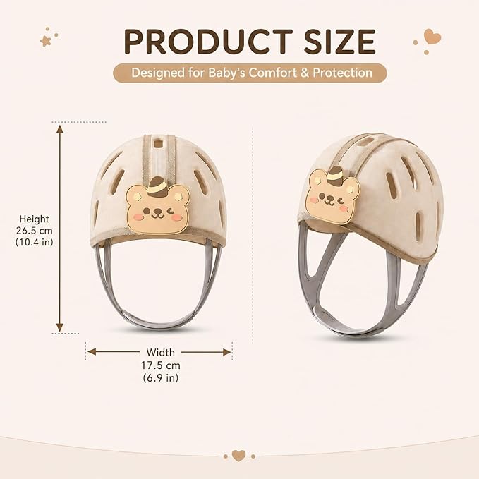 Baby Head Protection Helmet - Ultra-Light, Soft, Adjustable, Suitable for Babies 6-24 Months with Knee Pads & Non-Slip Socks Set