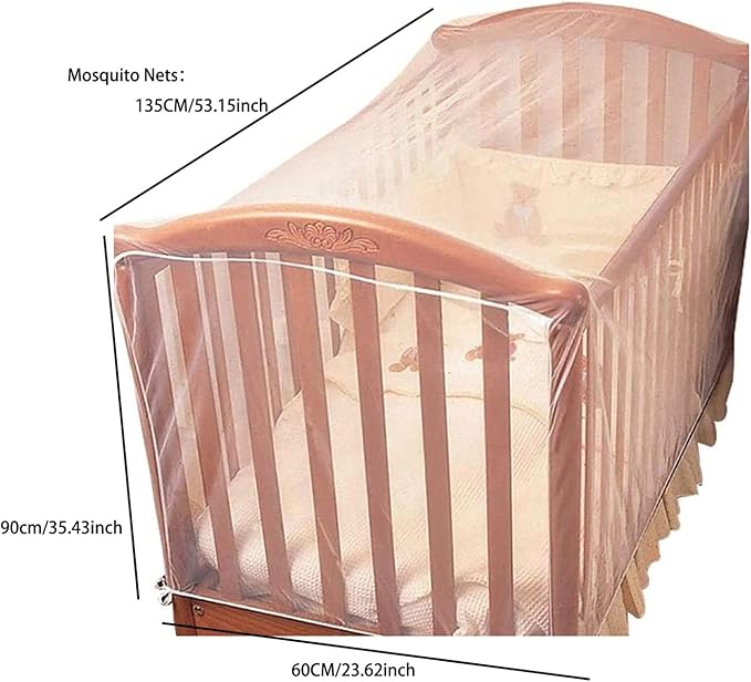 FOXBI Crib Mosquito Net for Baby Bed Universal Size Mesh Crib Netting Mosquito Nets for Children Ultra-Dense Net for Avoiding Kid from Insect Biting Bed Netting Cover Adjustable Crib Mosquito Cover