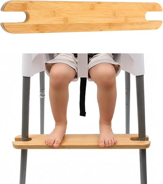 PandaEar High Chair Footrest for IKEA Antilop, Adjustable Height Natural Bamboo Wooden Footrest with Rounded Corners, Baby High Chair Accessories