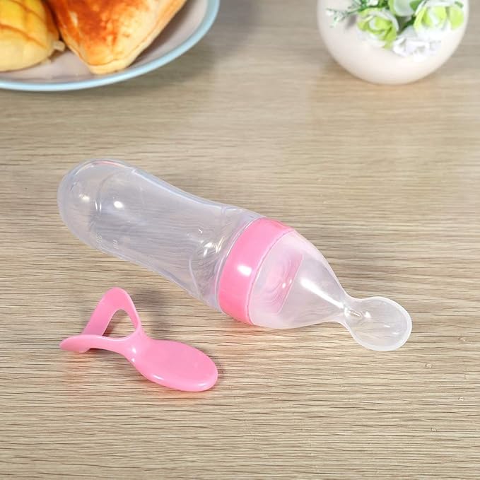 Silicone Spoon Bottle 90ml, S Food Supplement Bottle Rice Cereal Spoon for Semifluid Foods Bottle Feeder()