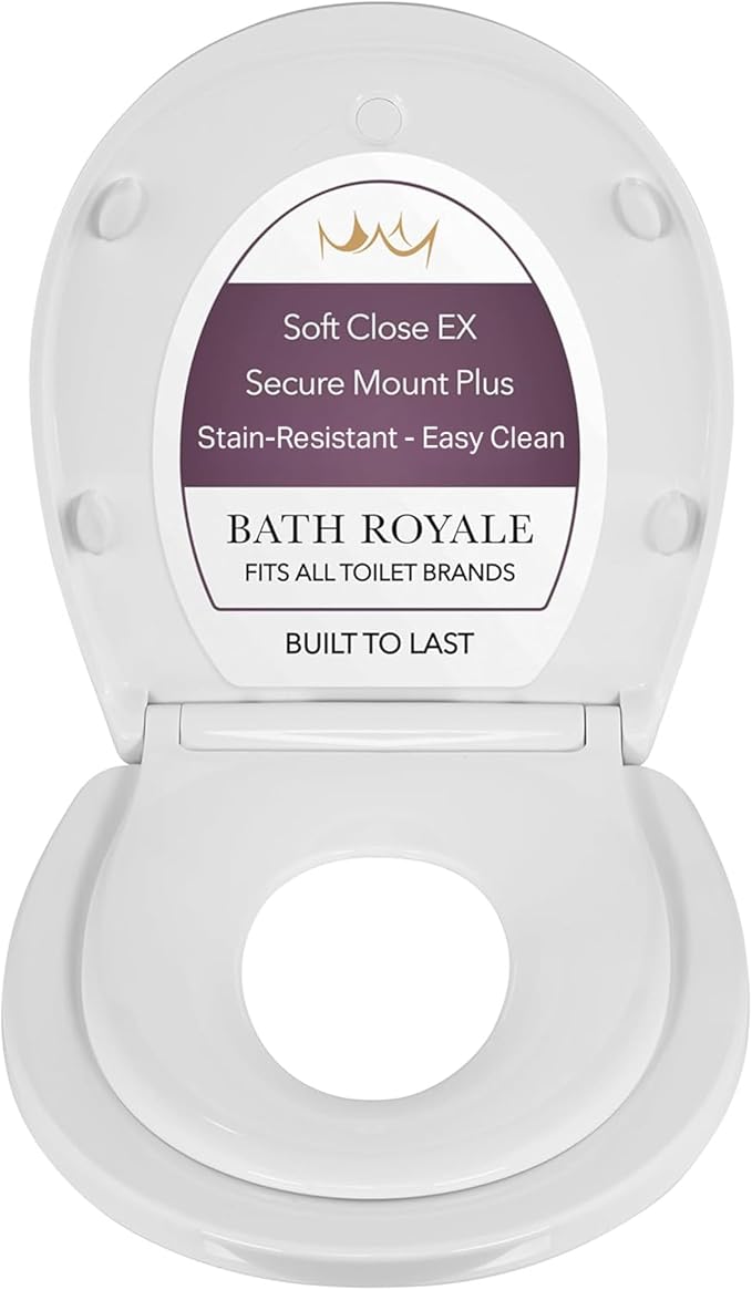 BATH ROYALE Potty Training Seat - Soft Close, Kingsport BR720-00, Round White, Adult & Child Combo