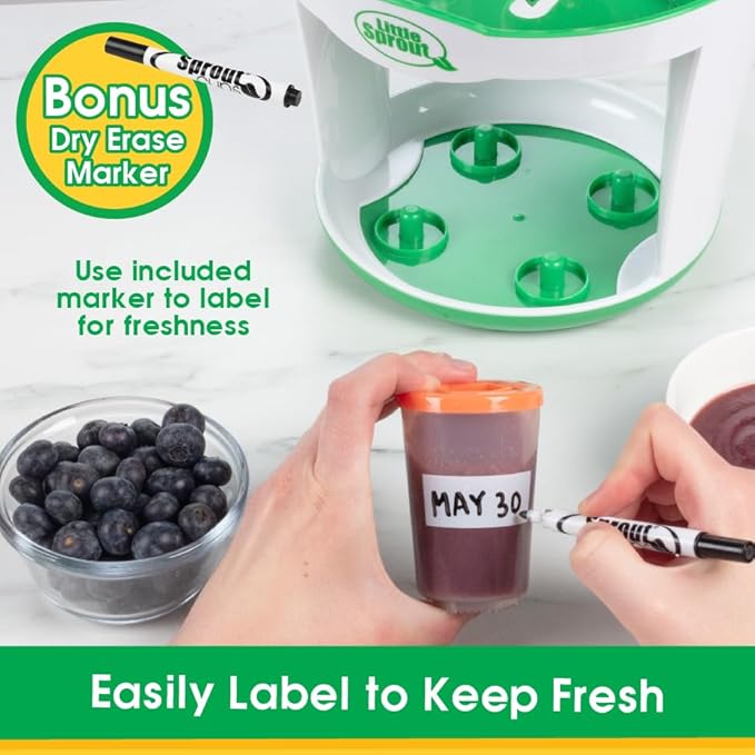 Baby Food Storage Containers w Interlocking Lids, 6 Pack- 4oz Reusable Leakproof Plastic Jars w Locking Tray- Freezer, Microwave & Dishwasher Safe- BPA/PVC Free, Compatible with Bullet Blender