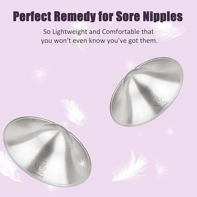 Boboduck Silver Nursing Cups - Silver Nipple Covers Breastfeeding for Protect and Soothe Sore Nipples, Silver Nipple Shields for Nursing Newborn, Nursing Pads Breastfeeding Newborn Essentials