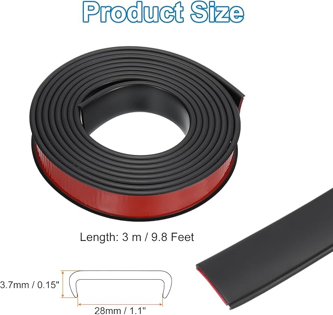 PATIKIL TPE U-Shape Edge Banding, 1-1/8 Inch x 9.8ft Self Adhesive Flexible Veneer Edging Trim Furniture Edge Protector for Shelf Cabinet Table Repair Restoration, Black