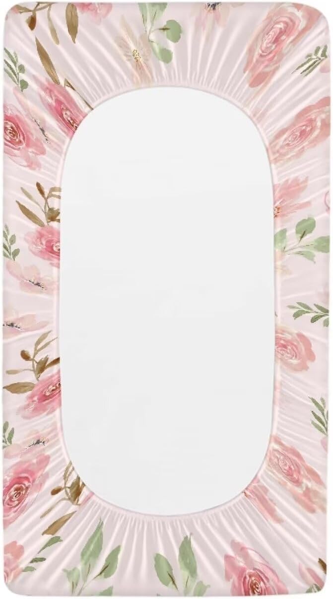 Rose Changing Table Cover Lightweight Table Sheets Breathable Changing Pad Cover Infant/Toddler Stretchy Waterproof Diaper Changing Cover