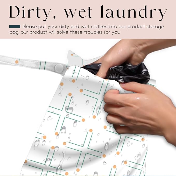 Wet Bag, Wet Dry Bag, Waterproof Swim Bags, Machine Washable Reusable Bags for Beach, Pool, Diapers, and Dirty Yoga Gym Clothes(Clean Cross Grid Design)