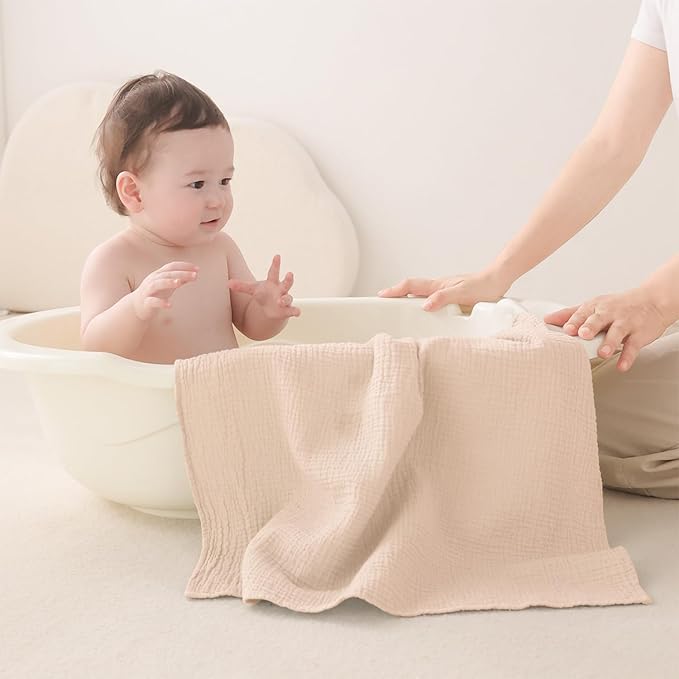 Susurration Muslin Burp Cloths 24x24 Inches Ultra Soft 100% Cotton, 4 or 7 Pack Baby Washcloths for Newborn, Absorbent Burp Rags & Swaddle Blankets