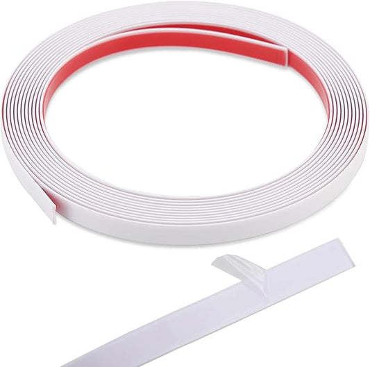 Coengwui Peel and Stick Wall Trim, Flexible Mirror Edging, Finish Molding for Ceiling Floor Tile Edge Furniture and Home Decoration (Matte White, 196.8" x 0.4")