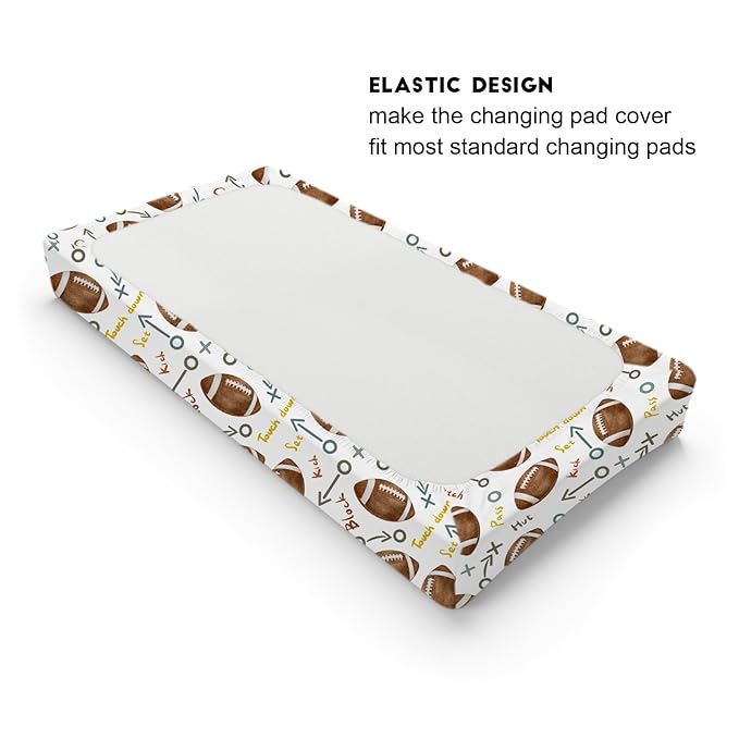 Watercolor American Football Baby Changing Pad Cover for Boy Girl 32''x16'' American Football Rules Fitted Diaper Change Table Sheet Outdoor Sports Gift Soft Breathable Baby Changing Table Mats