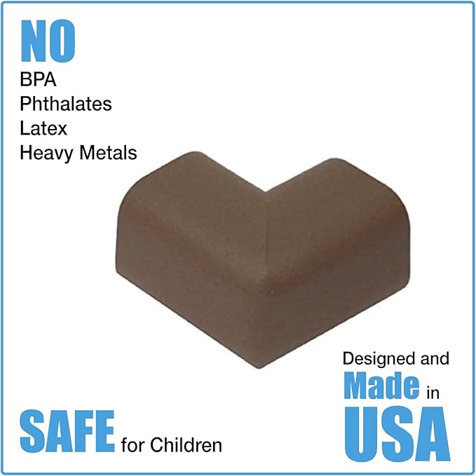 KidKusion Child Safety Corner Cushion | Brown | 12 Pack | Made in USA, Child Safety, Child Proofing Corner Guard, Home Furniture Safety Bumper, Baby Proof Table Protector