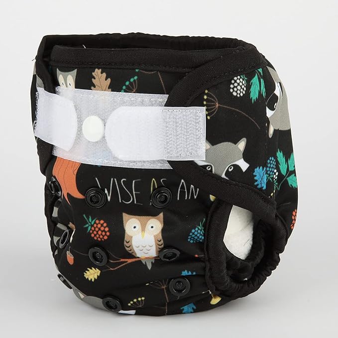 Newborn Baby Cloth Diaper Cover Nappy Hook and Loop (Racoon Owls)