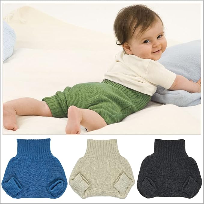 EcoAble Merino Wool Diaper Cover – Organic Overnight Knit Cover | Breathable Natural Fiber | Ideal for Fitted Cloth Diapers (EU98-104, Mint)