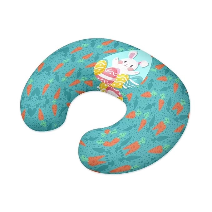Rabbit Carrot Eggs Breastfeeding Pillow Slipcover for Baby Boys & Girls Lightweight Breathable Nursing Pillow Support Cover with Hidden Zipper for Easter Decor