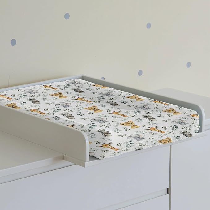 Changing Pad Cover for Baby Girls Boys, 32"/34" x 16" Safe Snug Diaper Change Table Pad Covers, Soft Stretchy Changing Pad Sheets Safari Jungle Animals Theme Nursery Decor