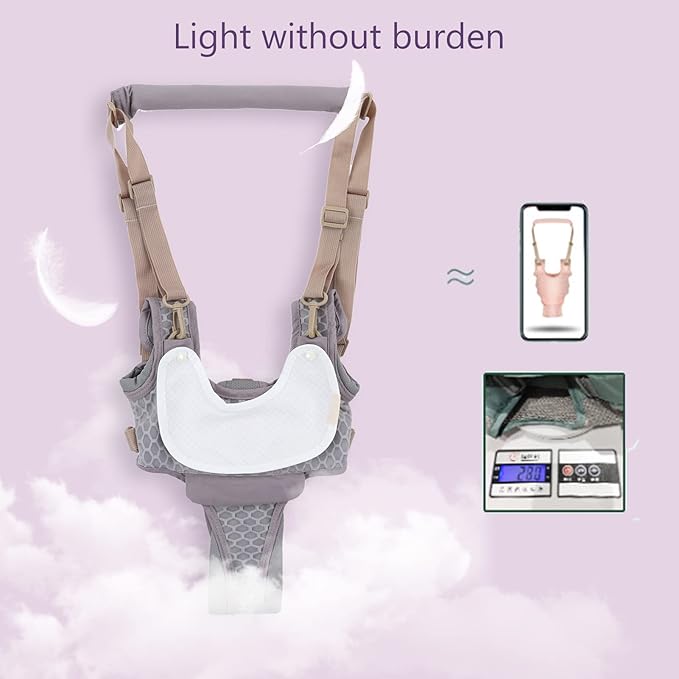 Baby Walking Harnesses, Adjustable Handheld Kids Walk Helper Infant Walking Harness Assistant Belt Walk Support Assist Trainer Tool with Detachable Crotch Pad for Infant 8 to 24 Month(Grey)