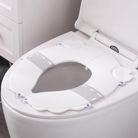 Portable Potty Training Seat for Toddlers, Foldable Travel Toilet with Non-Slip & Anti-Pinch Design, One-Handed Quick Release, Universal Fit for Most Toilets(Gray)