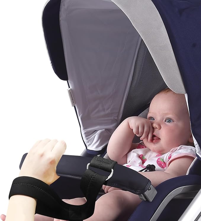 Baby Stroller Safety Wrist Strap Adjustable Wristband with D-Rings for Secure Jogging Stroller and Pushchair Safety 17.32X1.57 Inches