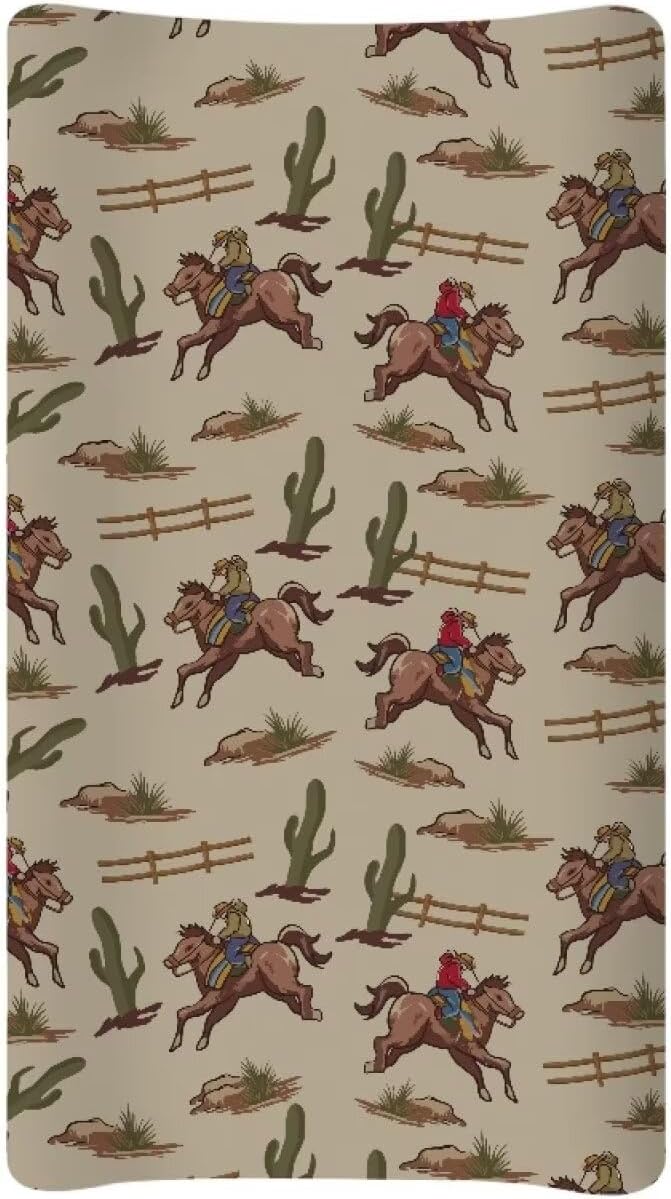 Western Cowboy Changing Pad Covers Soft Stretch Diaper Change Table Pad Cover for Girls Breathable Nursery Changing Table Sheets Cover Cute Birthday Gifts