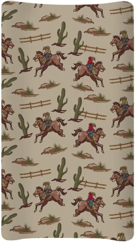 Western Cowboy Changing Pad Covers Soft Stretch Diaper Change Table Pad Cover for Girls Breathable Nursery Changing Table Sheets Cover Cute Birthday Gifts