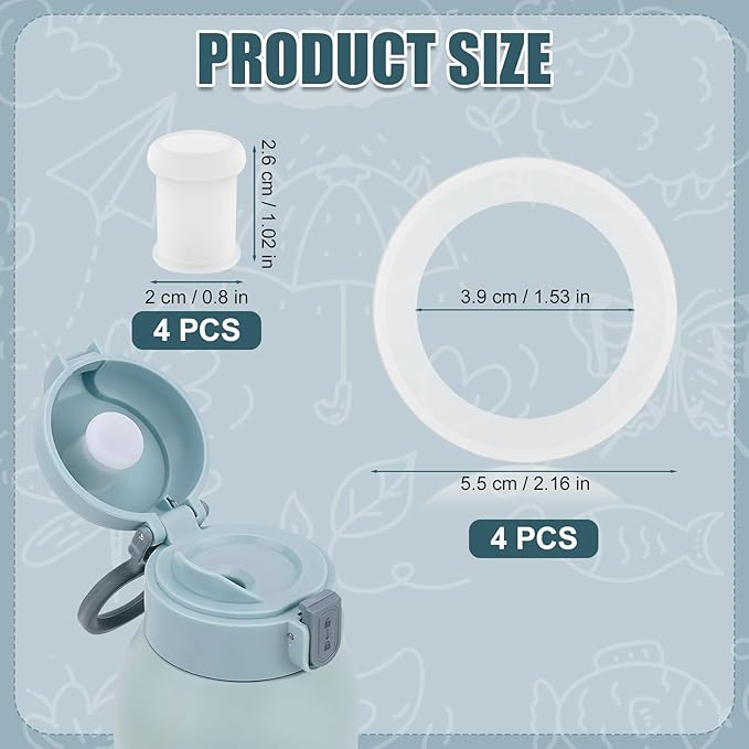 8pcs Stopper and Seal Gasket Rings Set for Momcozy 17oz Portable Milk Warmer, BPA-Free Silicone Replacement Accessories Set Compatible with Momcozy Bottle Warmer Lid Replacement Parts