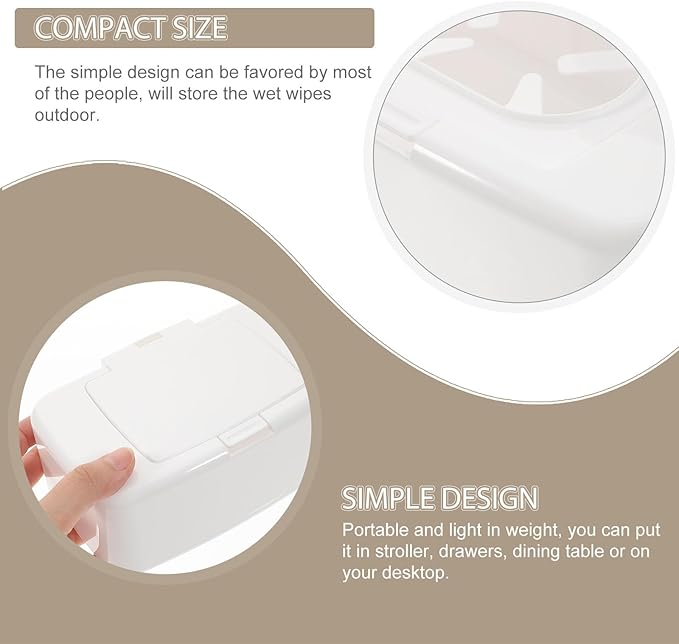 Portable Wipes Dispenser Box with Button Refillable Wet Wipes Holder Compact Travel Case for Home Baby Care Organizer 6.69X4.13X2.36 Inches
